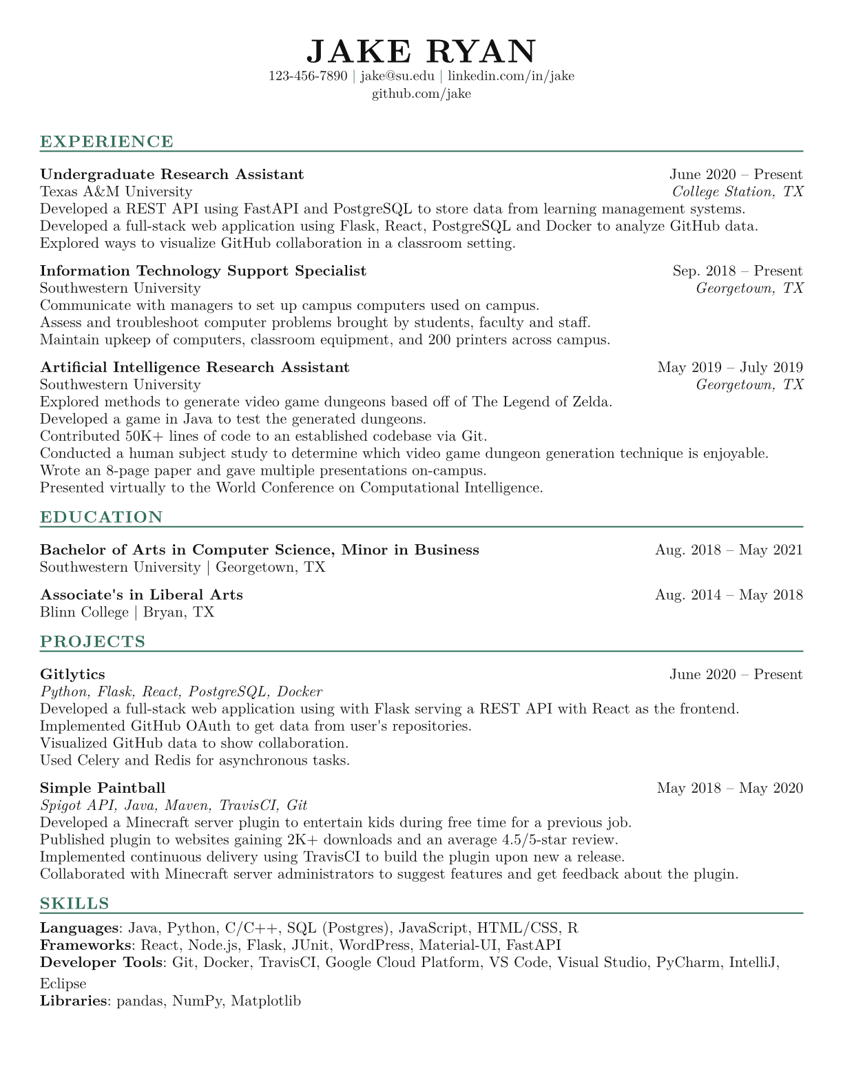 FAANGPath resume template preview