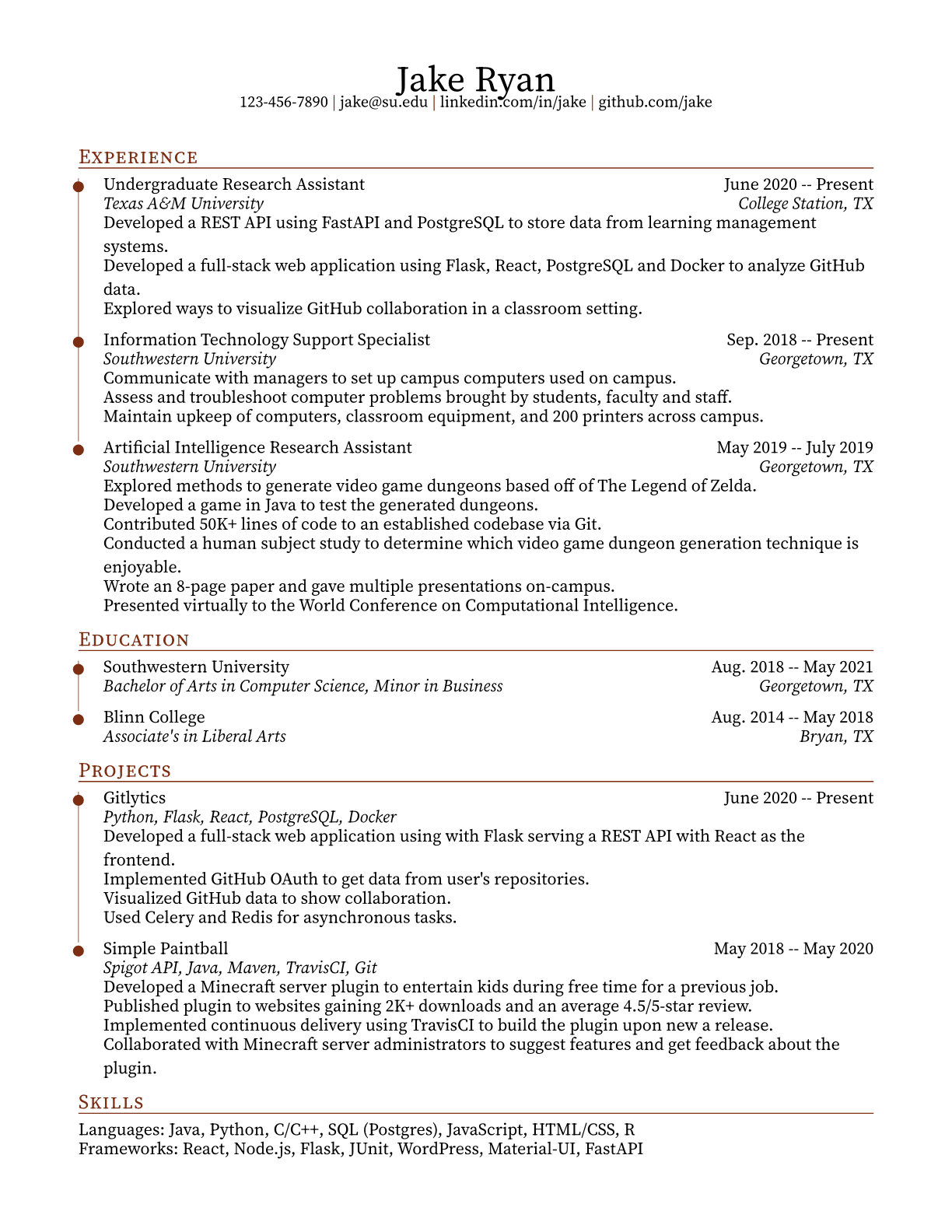 Timeline resume template preview